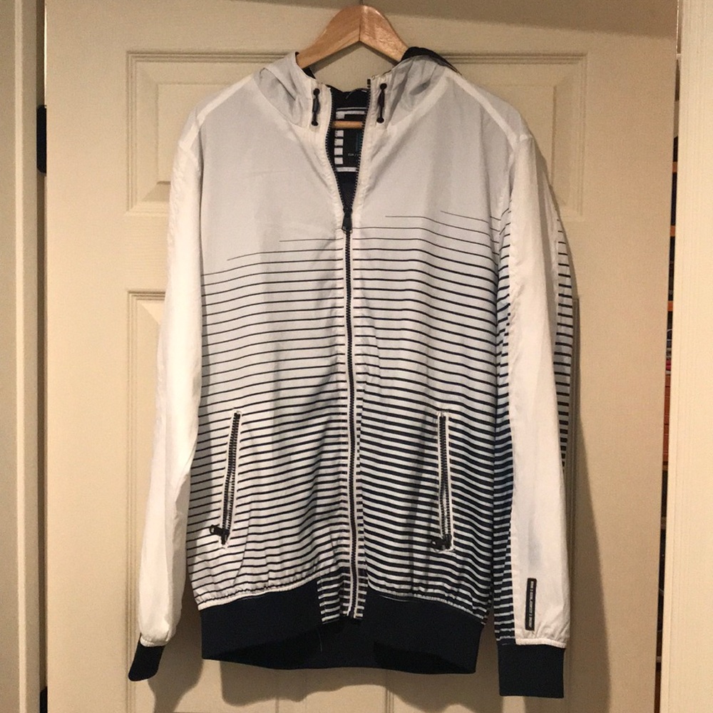 Navy and White Windbreaker Jacket
